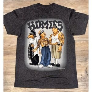 Official DGA David Gonzales Homies Chicano Graphic Gray Heavyweight Tee Men Lrg